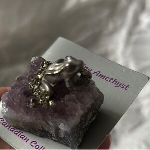 Amethyst with pewter frog.